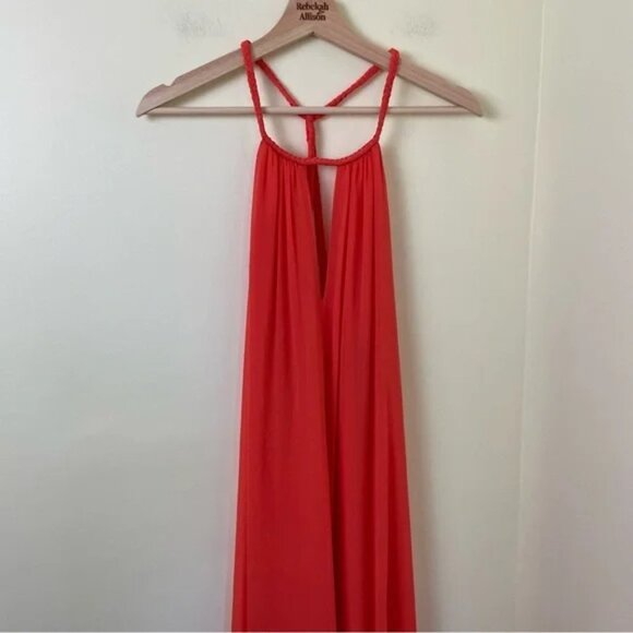 Alice + Olivia Jaelyn Orange Halter Dress w/ Braided Neckline SZ XS - Picture 9 of 9